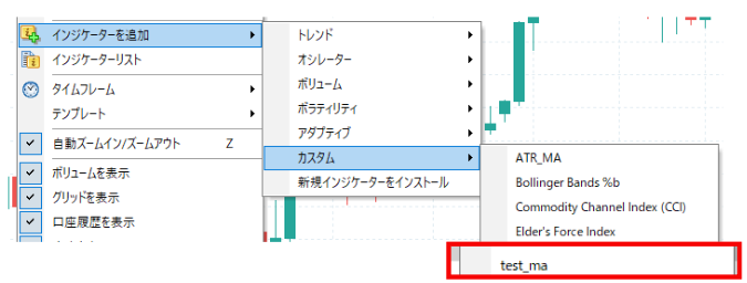 カスタムインジケータに追加