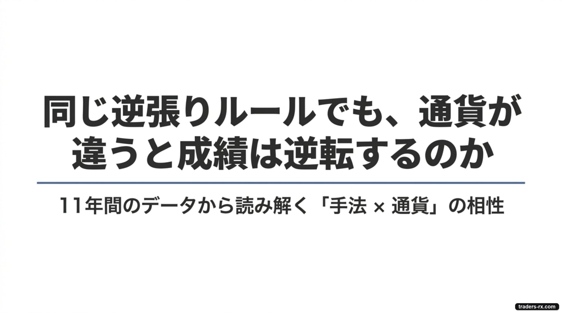 同じ逆張りルールでも通貨が違うと成績は逆転するのか（手法×通貨の相性）